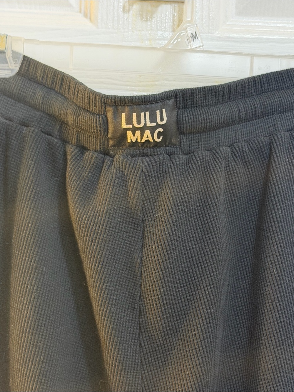 Women's Black Ribbed Knit Joggers